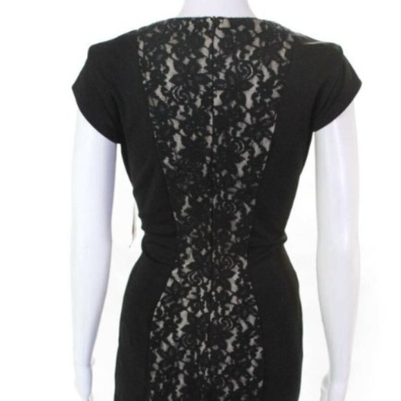 Alexia Admor Lace Contrast Sheath Dress Black XS - Picture 3 of 7
